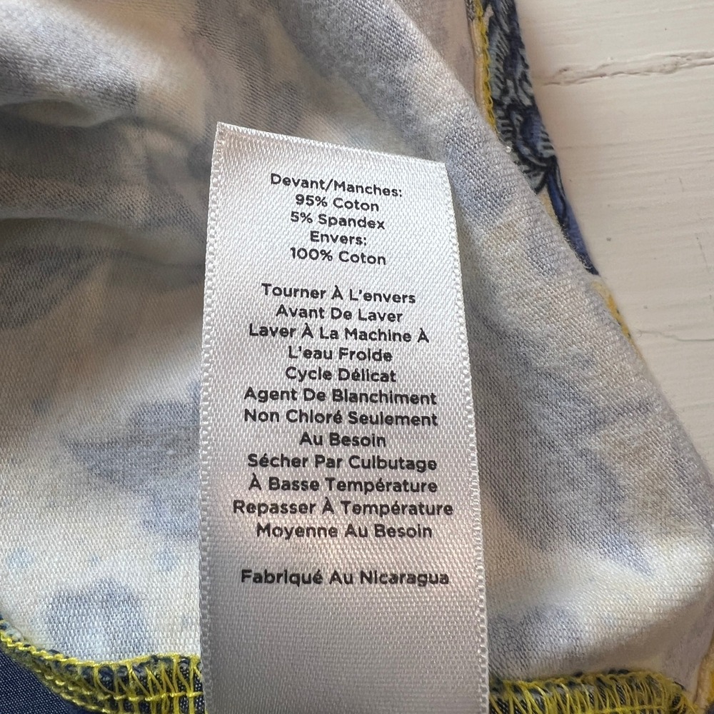 Talbots Petites Women's SP Yellow Blue Floral Top Preppy Classic - Picture 7 of 7